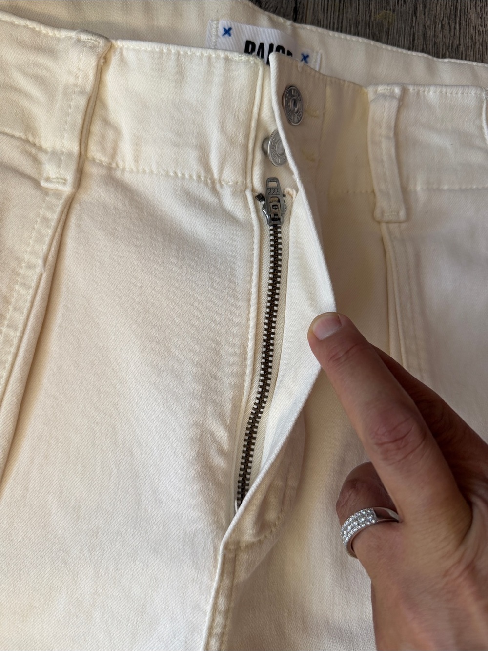 PAIGE High-Rise Wide Leg Jeans in Off-White/Cream - Picture 7 of 11